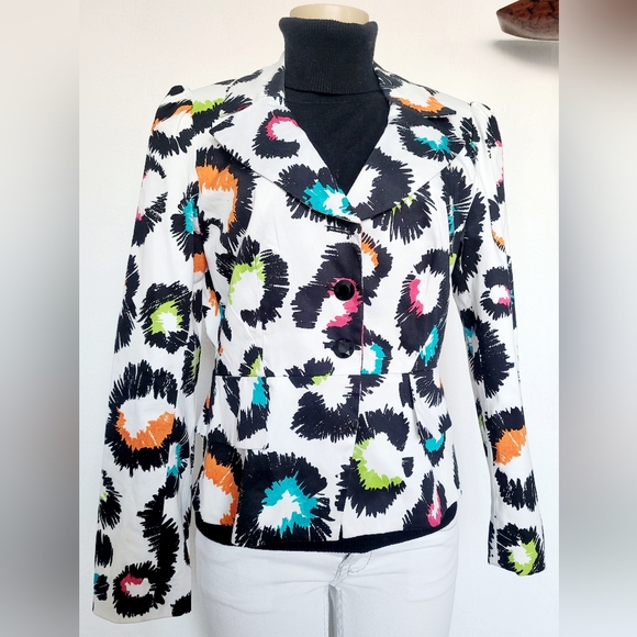 Sandro Paris Women's Luxe Stretch Cotton Blazer Jacket Lined Abstract Small - Picture 5 of 16